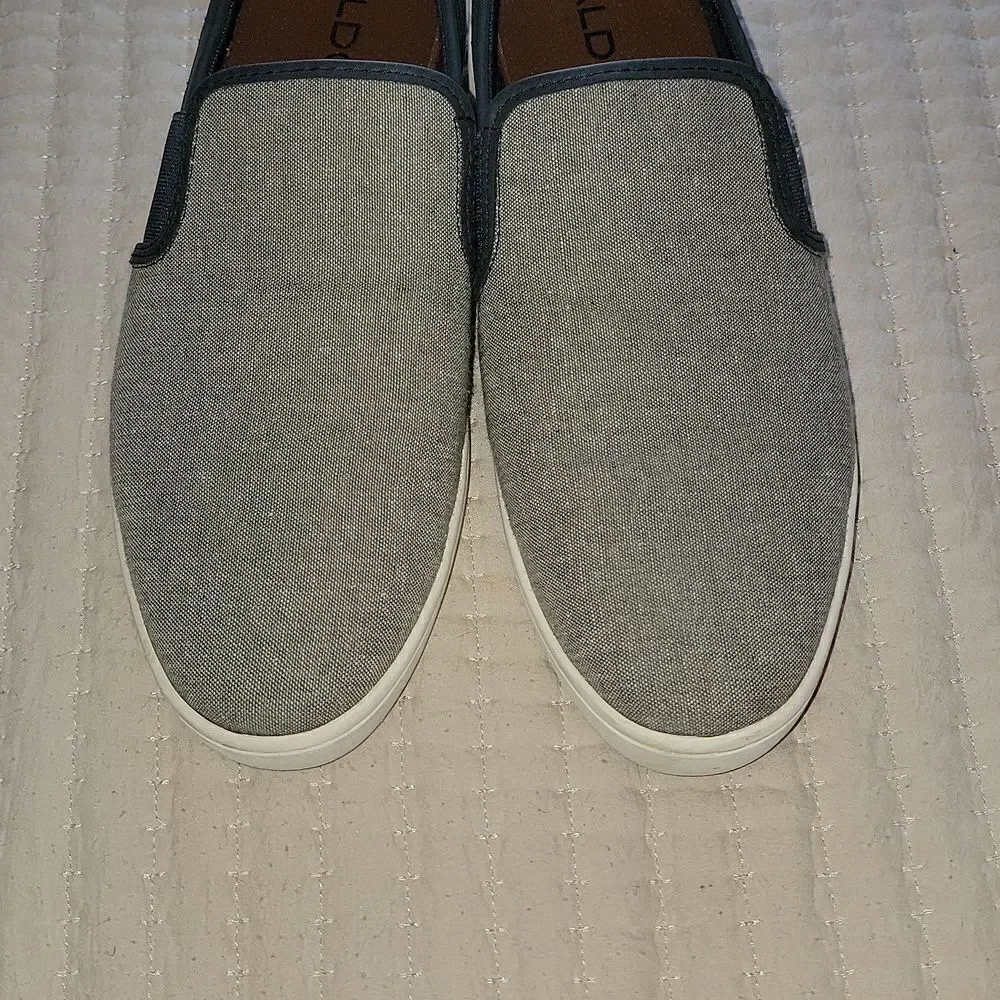 ALDO Men's Gray Denim Look & Navy Casual Slip On Comfort Loafers Size 12